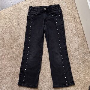 Girls Zara Black Studded Straight-Leg Jeans